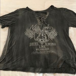 Soft T Shirt with lace up peek a boo front